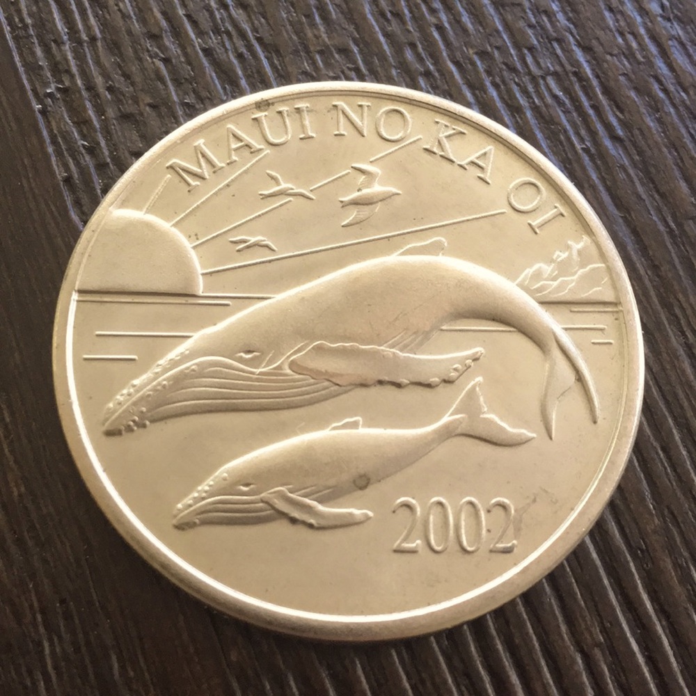beautiful silver 2002 "Maui Trade Dollar" - whales
